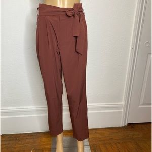 Athleta Skyline II Paper-Bag High Waist Pants Size 4 Cognac Brown